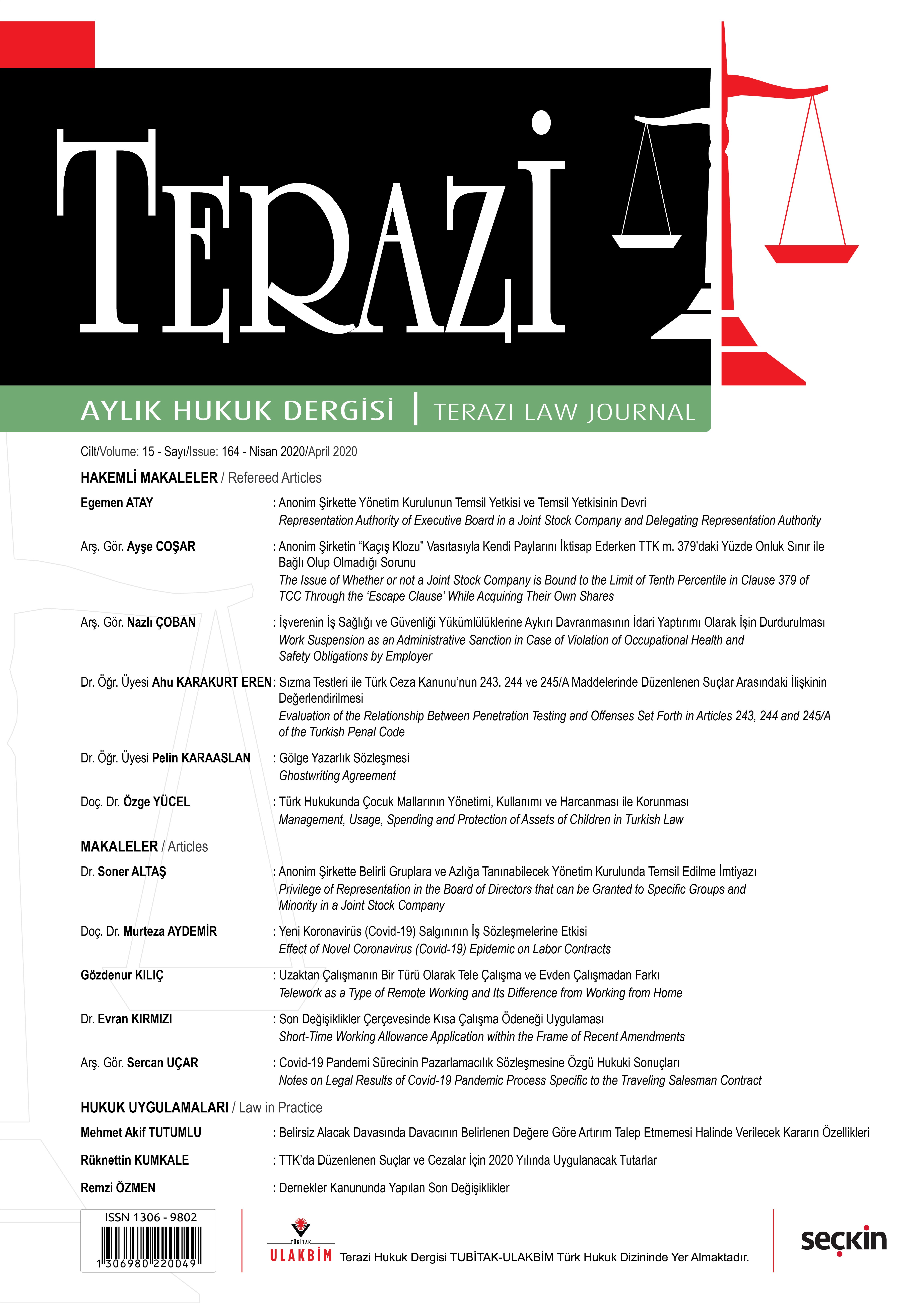 Terazi Aylık Hukuk Dergisi Sayı: 164 Nisan 2020