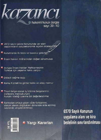 Kazancı Hakemli Hukuk Dergisi Sayı:39 – 40 Prof. Dr. Hamdi Tamer İnal 