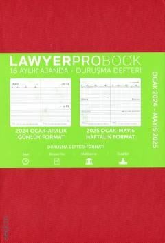 Lawyer Probook Büyük Boy Ajanda (16 Aylık) Kırmızı 2024 Büyük Günlük Avukat Ajandası (13*21) Lawyer Ajanda 