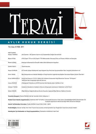 Terazi Aylık Hukuk Dergisi Sayı:61 Eylül 2011 Cemre Kocaçimen