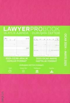 Lawyer Probook Büyük Boy Ajanda (16 Aylık) Pembe 2024 Büyük Günlük Avukat Ajandası (13*21) Lawyer Ajanda 
