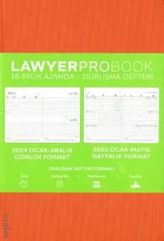 Lawyer Probook Küçük Boy Ajanda (16 Aylık) Turuncu Günlük Avukat Ajandası (11*17) Lawyer Ajanda 