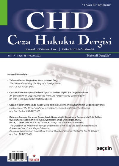 Ceza Hukuku Dergisi Sayı: 48 – Nisan 2022 Prof. Dr. Veli Özer Özbek, Arş. Gör. İlker Tepe 