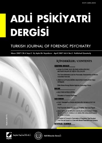 Adli Psikiyatri Dergisi – Cilt:4 Sayı:2 Nisan 2007 Prof. Dr. İ. Hamit Hancı 