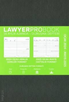 Lawyer Probook Büyük Boy Ajanda (16 Aylık) K. Gri 2024 Büyük Günlük Avukat Ajandası (13*21) Lawyer Ajanda 