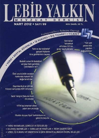 Lebib Yalkın Mevzuat Dergisi Sayı:99 Mart 2012 Nurullah Zaloğlu 