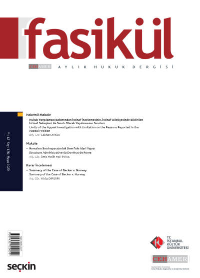Fasikül Aylık Hukuk Dergisi Sayı: 126 Mayıs 2020 Prof. Dr. Bahri Öztürk 