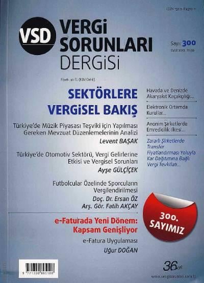 Vergi Sorunları Dergisi Sayı:300 Eylül 2013 Olcay Kolotoğlu 
