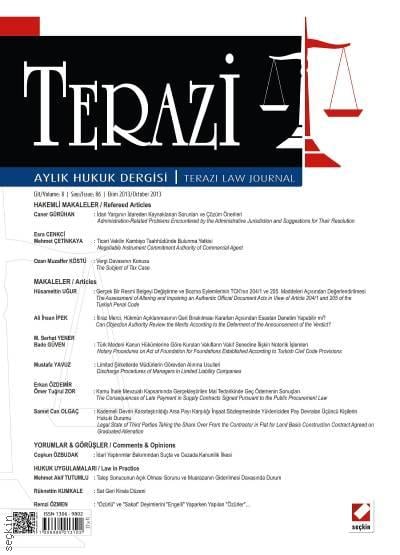 Terazi Aylık Hukuk Dergisi Sayı:86 Ekim 2013 Mutlu Dinç