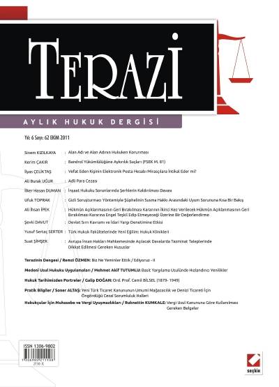 Terazi Aylık Hukuk Dergisi Sayı:62 Ekim 2011 Cemre Kocaçimen 
