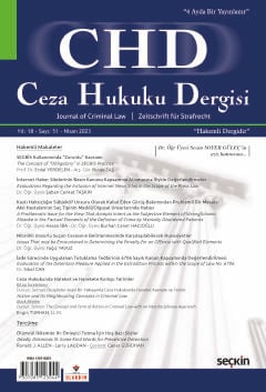 Ceza Hukuku Dergisi Sayı: 51 – Nisan 2023 Prof. Dr. Veli Özer Özbek 