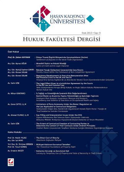 Hasan Kalyoncu Üniversitesi Hukuk Fakültesi Dergisi Sayı:9 Ocak 2015 Prof. Dr. Şaban Kayıhan 
