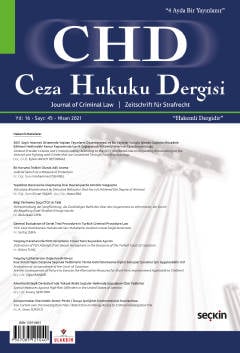 Ceza Hukuku Dergisi Sayı: 45 – Nisan 2021 Prof. Dr. Veli Özer Özbek, Arş. Gör. İlker Tepe 