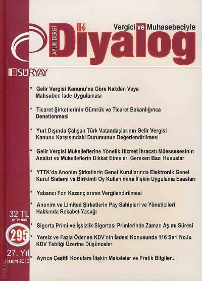 Vergici ve Muhasebeciyle Diyalog Dergisi Sayı:295 Kasım 2012 Süleyman Genç 