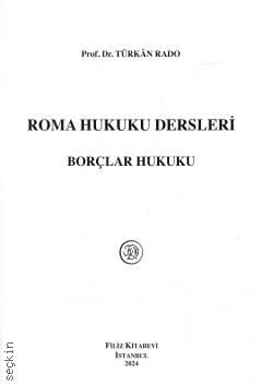 Roma Hukuku Dersleri ''Borçlar Hukuku'' 