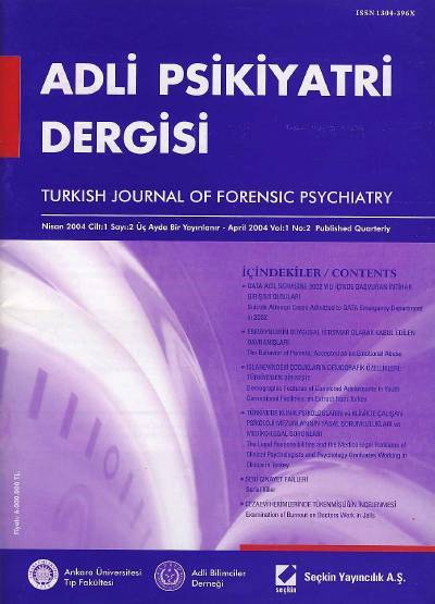 Adli Psikiyatri Dergisi – Cilt:1 Sayı:2 Nisan 2004 Prof. Dr. İ. Hamit Hancı 