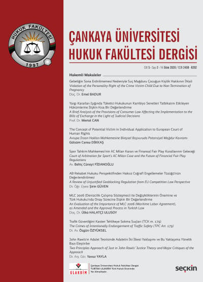 Çankaya Üniversitesi Hukuk Fakültesi Dergisi Cilt:5 Sayı:2 Ekim 2020 Prof. Dr. Feriha Bilge Tanrıbilir 