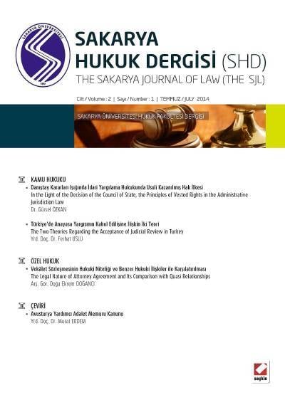 Sakarya Üniversitesi Hukuk Fakültesi Dergisi Cilt:2 – Sayı:1 Temmuz 2014 Halil Kalabalık, Murat Erdem