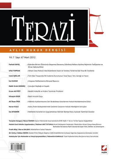 Terazi Aylık Hukuk Dergisi Sayı:67 Mart 2012 Cemre Kocaçimen