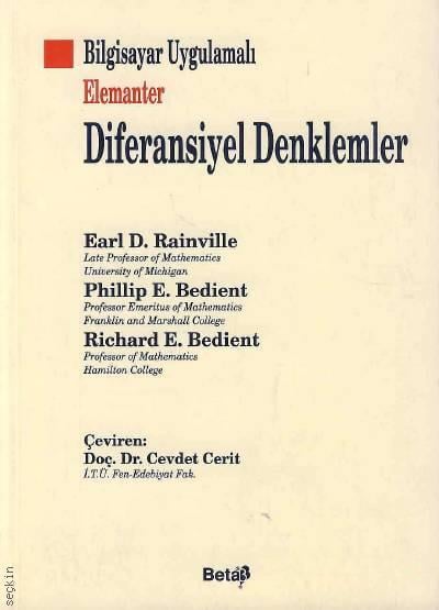 Bilgisayar Uygulamalı Elemanter  Diferansiyel Denklemler Earl R. Rainville, Phillip E. Bedient, Richard E. Bedient  - Kitap