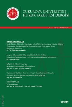 Çukurova Üniversitesi Hukuk Fakültesi Dergisi Cilt:3 Sayı:5 Haziran 2016 Doç. Dr. Ömer Korkut 